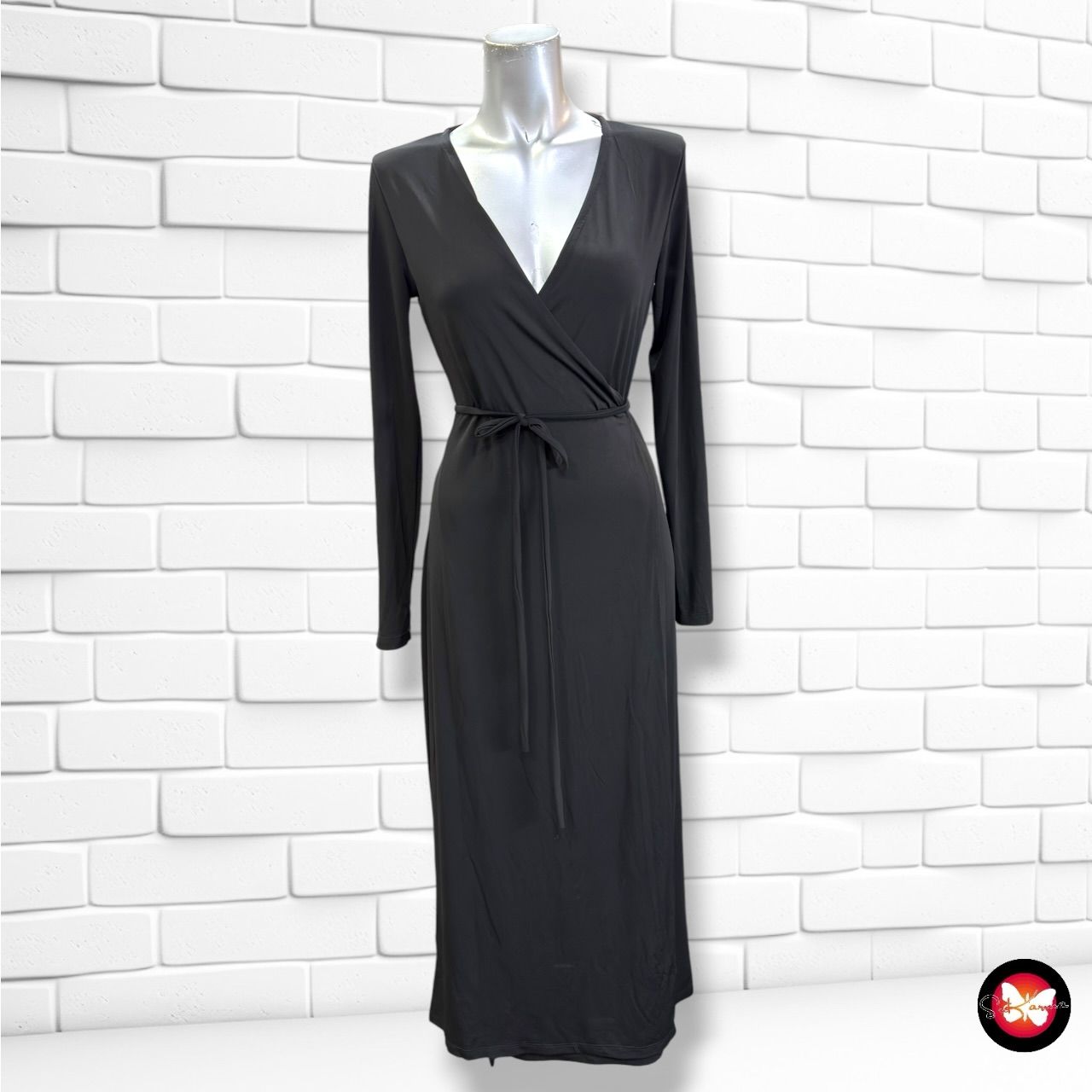 **HOY** Vestido midi cruzado MANGO color Negro Talla L