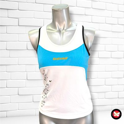 **HOY** Camiseta deportiva BABOLAT color Blanco y celeste Talla 14 AÑOS