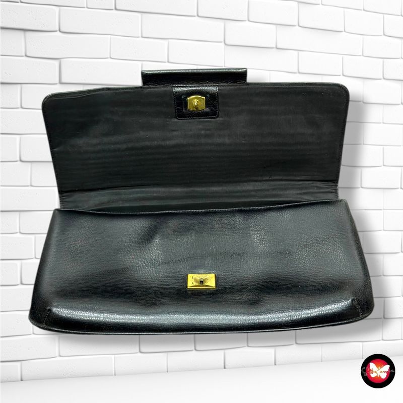 Bolso de mano tipo portadocumentos de piel, estilo vintage  color Negro Talla PEQUEÑO