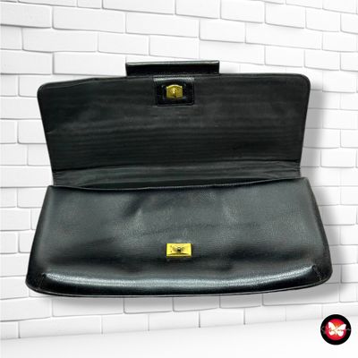**HOY** Bolso de mano tipo portadocumentos de piel, estilo vintage  color Negro Talla PEQUEÑO