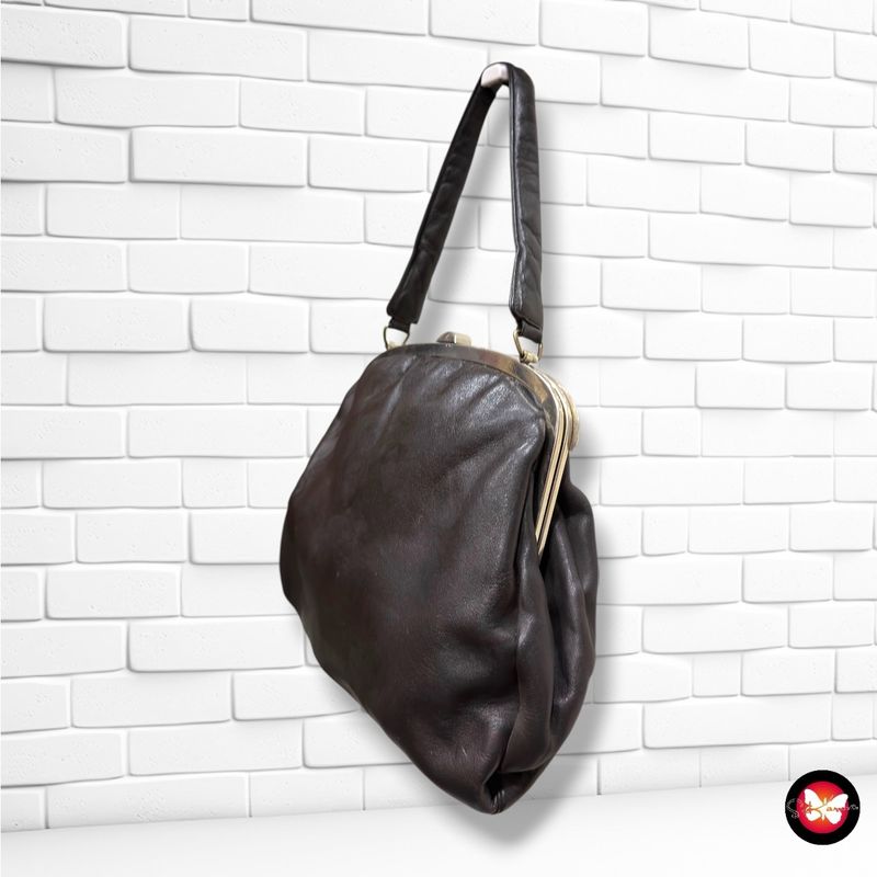 **HOY** Bolso de mano vintage de piel  color Chocolate Talla PEQUEÑO