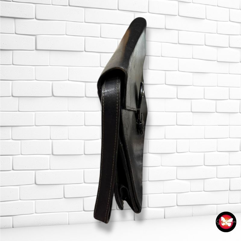 Bolso de mano tipo portadocumentos de piel, estilo vintage  color Negro Talla PEQUEÑO