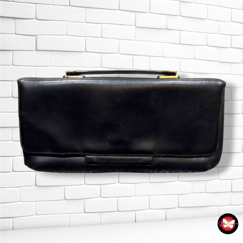Bolso de mano tipo portadocumentos de piel, estilo vintage  color Negro Talla PEQUEÑO