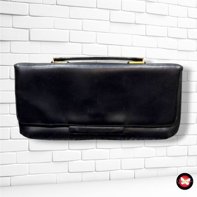 **HOY** Bolso de mano tipo portadocumentos de piel, estilo vintage  color Negro Talla PEQUEÑO