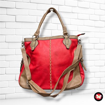 **HOY** Bolso bandolera / de hombro  color Rojo y marrón Talla GRANDE