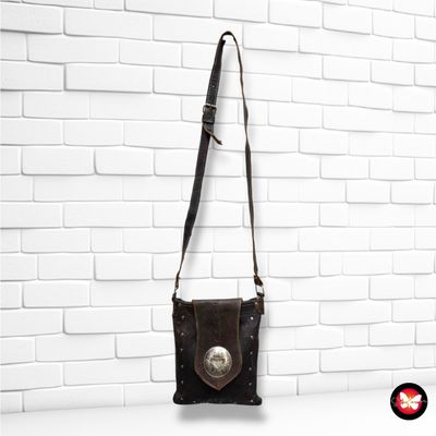 **HOY** Bolso bandolera estilo rústico  color Negro Talla PEQUEÑO