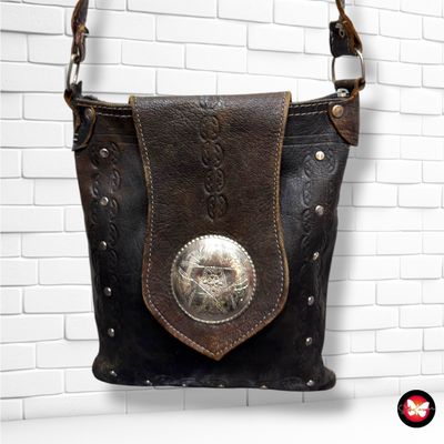 **HOY** Bolso bandolera estilo rústico  color Negro Talla PEQUEÑO
