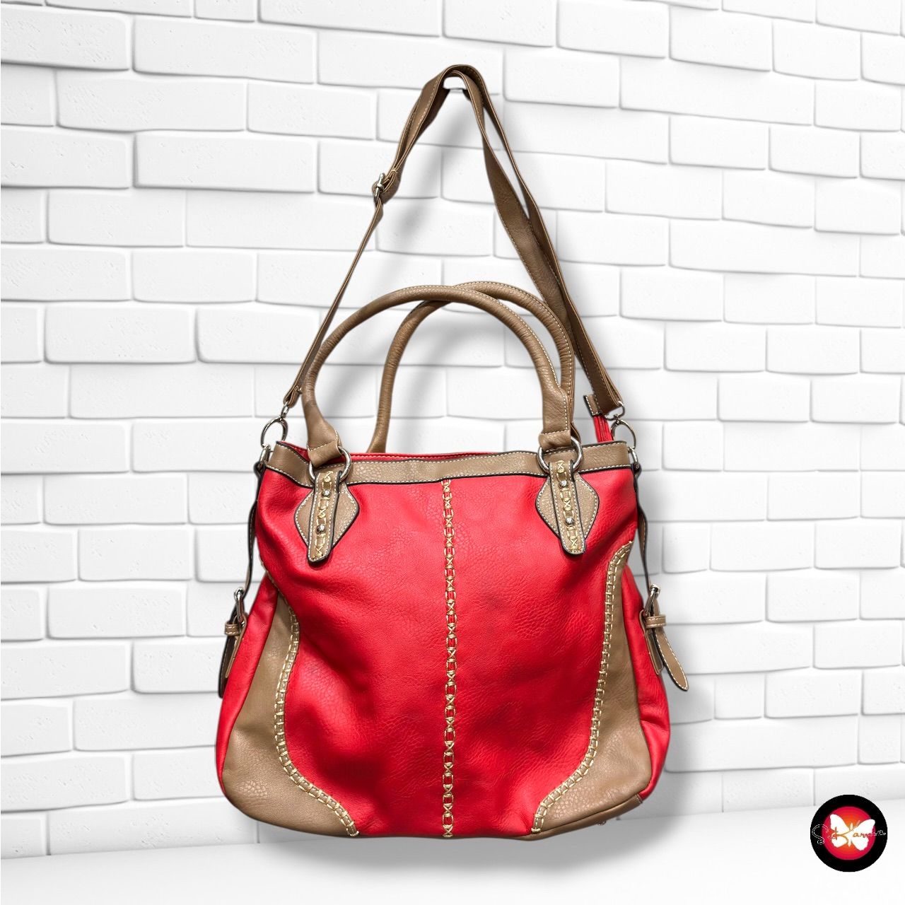 **HOY** Bolso bandolera / de hombro  color Rojo y marrón Talla GRANDE