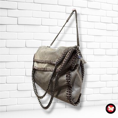 **HOY** Bolso de hombro ante con cadenas  color Plateado Talla GRANDE