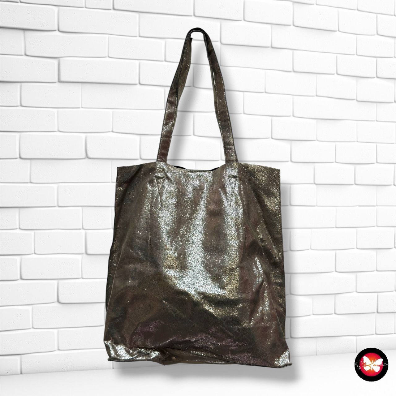 **HOY** Bolso de hombro  color Verde oliva metálizado Talla GRANDE
