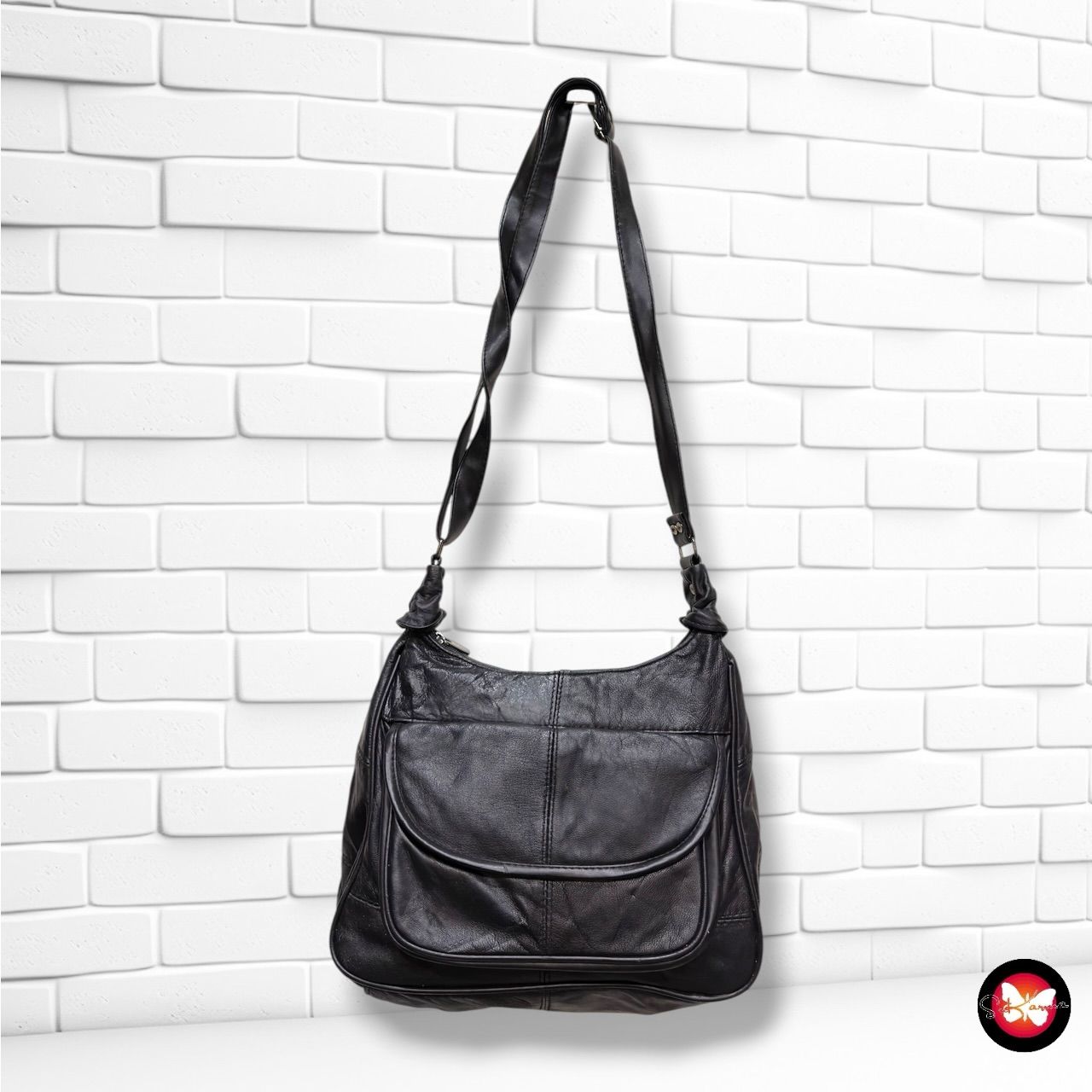 **HOY** Bolso bandolera de piel  color Negro Talla MEDIANO
