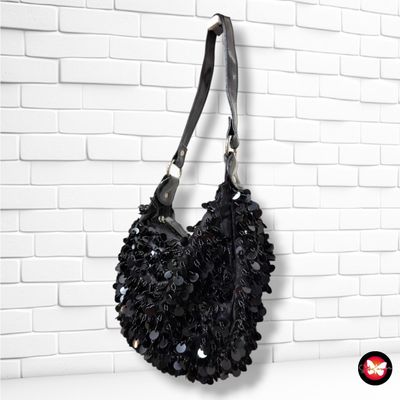 **HOY** Bolso de noche con mostacillas y lentejuelas color Negro Talla PEQUEÑO