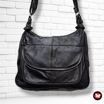 **HOY** Bolso bandolera de piel color Negro Talla MEDIANO