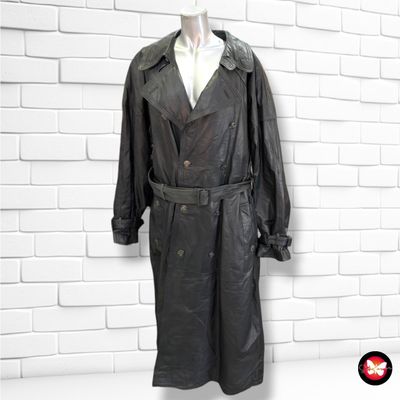 **HOY** Gabardina vintage de piel acolchada COMMANDER color Negro Talla Hombre L/XL (52)