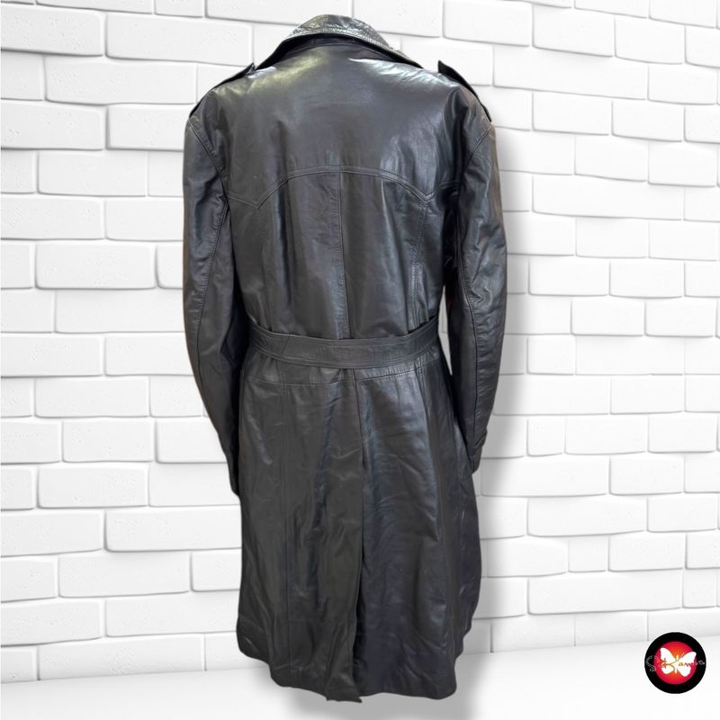 **HOY** Gabardina vintage de piel con forro desmontable  color Negro Talla Hombre 4XL (58)
