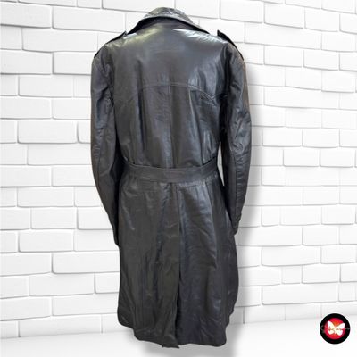 **HOY** Gabardina vintage de piel con forro desmontable color Negro Talla Hombre 4XL (58)