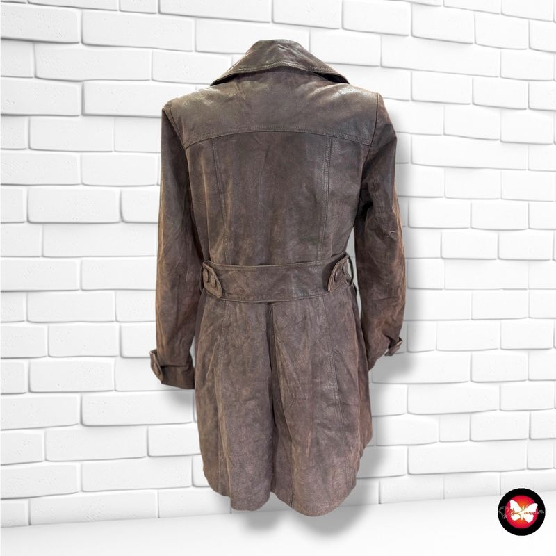 **HOY** Gabardina de piel rústica LAURA DI SARPI color Chocolate Talla 36