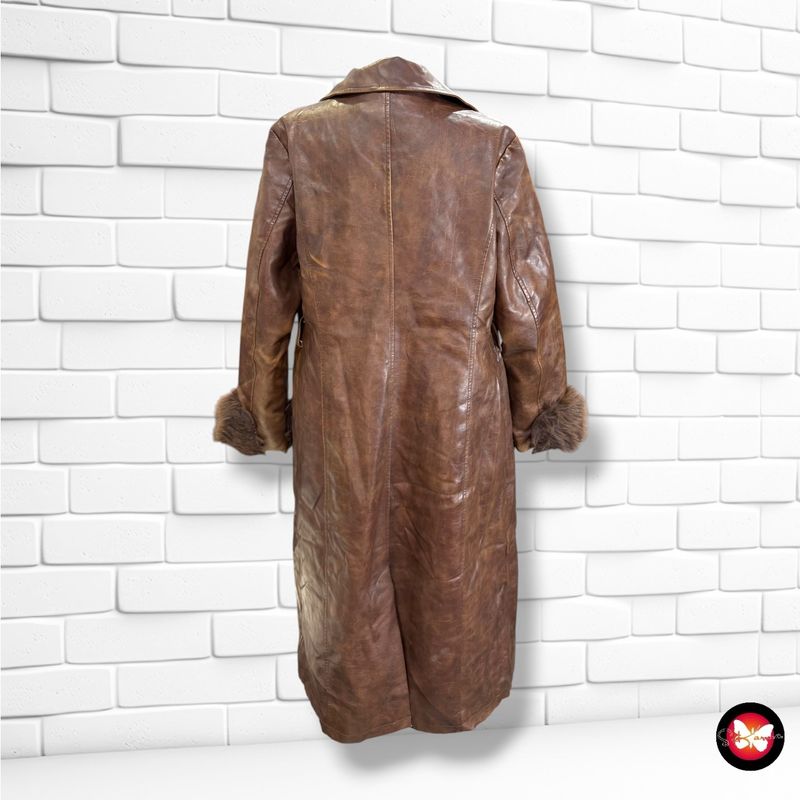 **HOY** Gabardina de piel sintética con pelo  color Marrón Talla M
