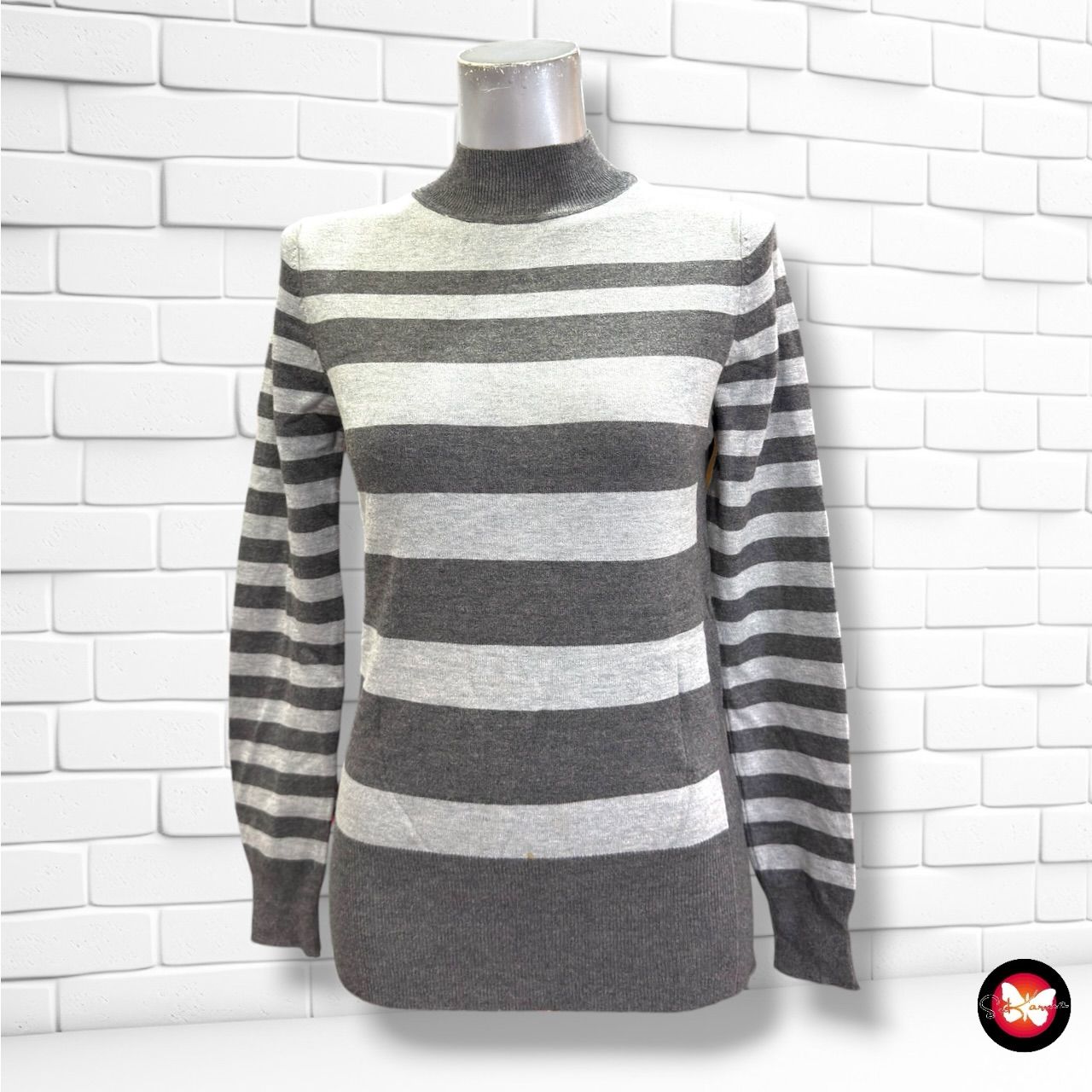 **HOY** Jersey de manga larga de rayas M&amp;CO. color Gris Talla 36 (8UK)