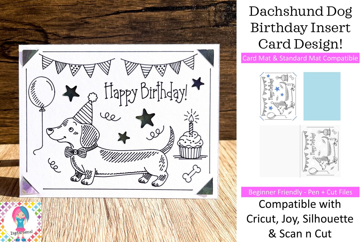 Sausage Dog / dachshund insert card design.