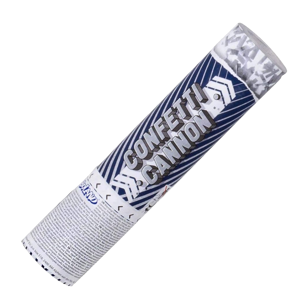 Konfettikanone - Silber und Glitzer - 2 Stück