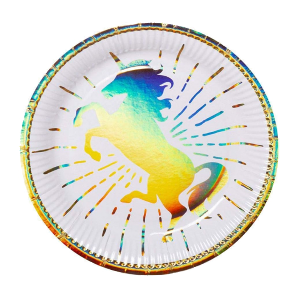 6 Pappteller - Einhorn in Gold - 5 Stück