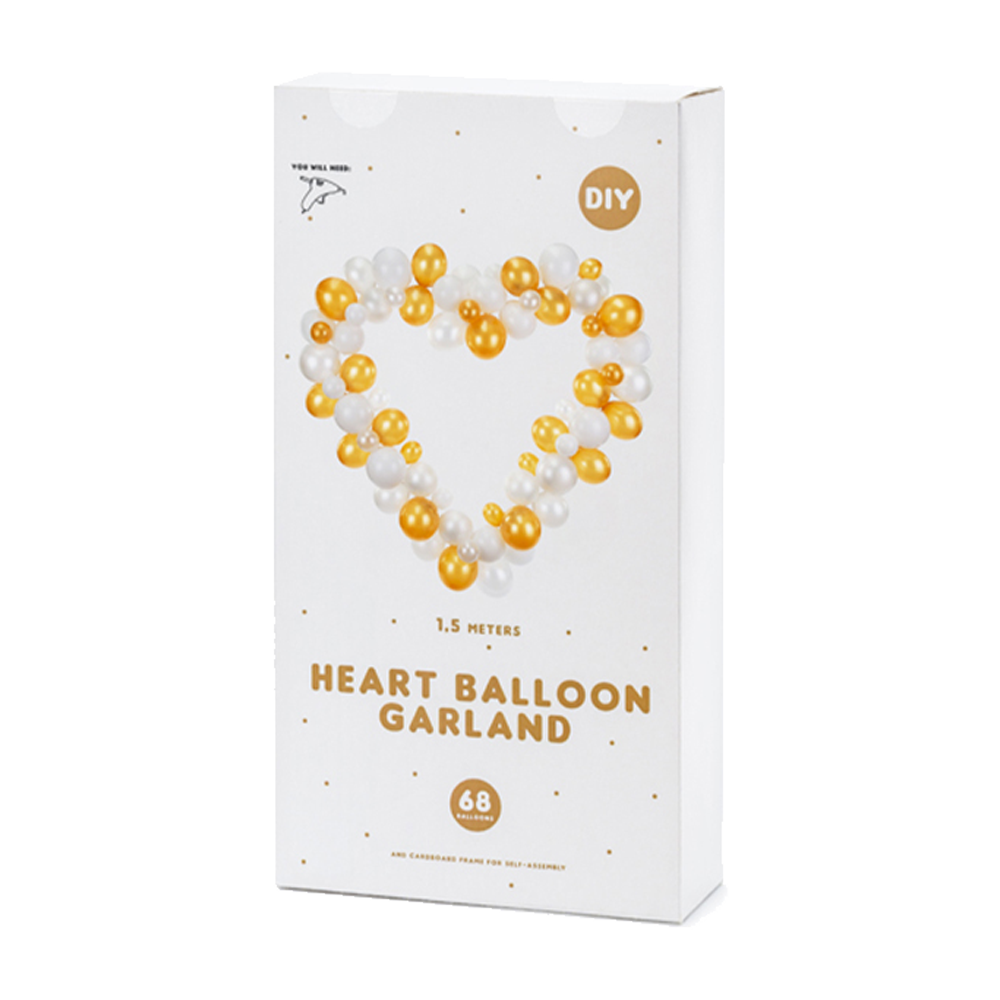 Luftballon Girlande - Herz - Weiß Gold - 5 Sets