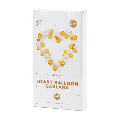 Luftballon Girlande - Herz - Weiß Gold - 5 Sets
