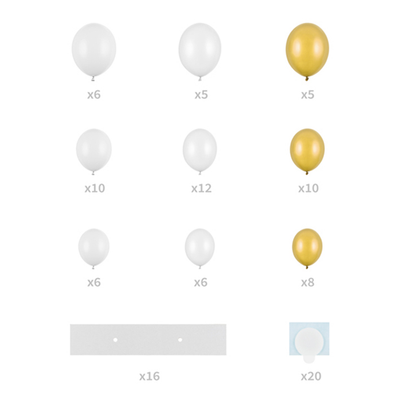 Luftballon Girlande - Herz - Weiß Gold - 5 Sets