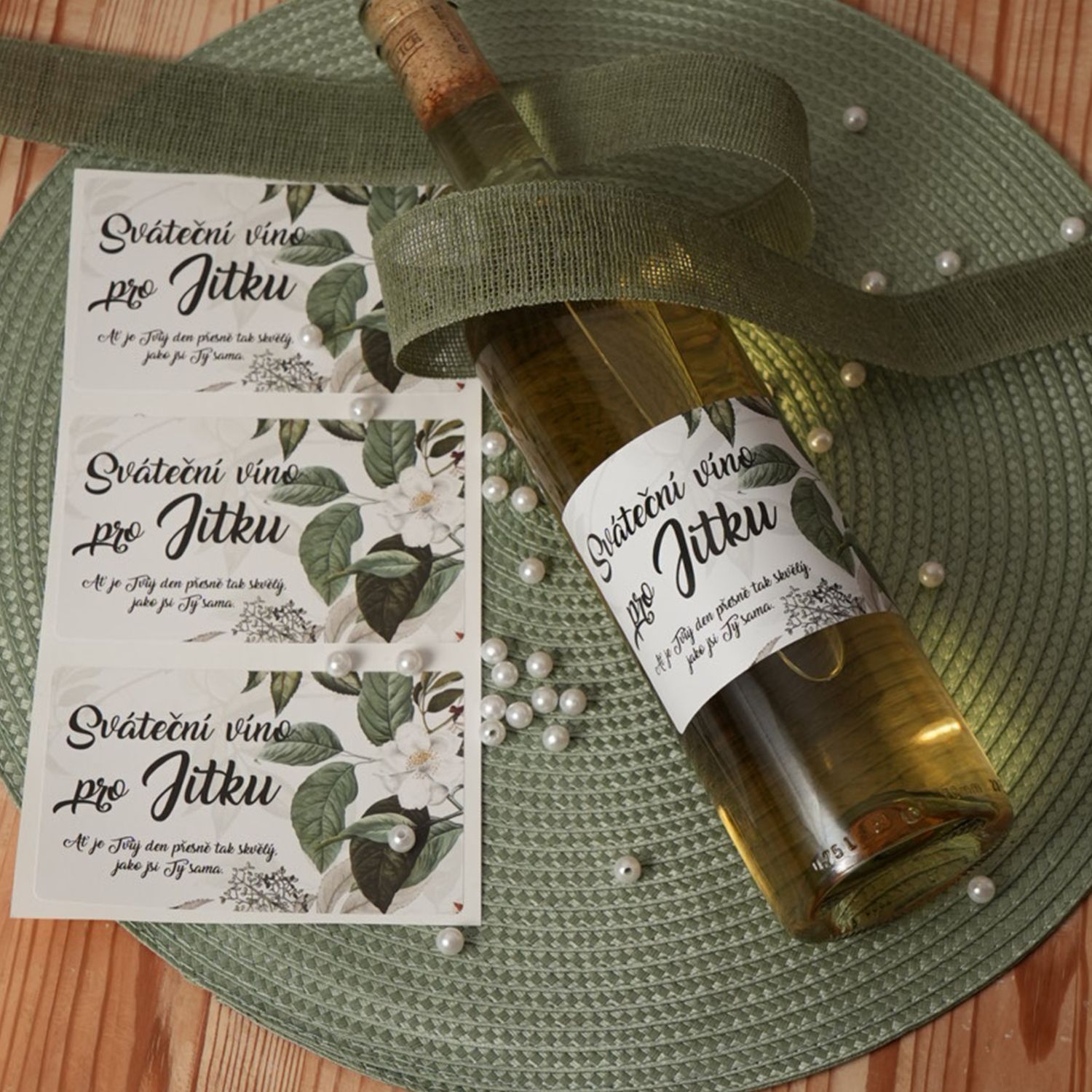 Samolepící etiketa  ROSES IN GREEN 120x75mm 6ks