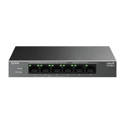 TP-Link LS106P 6-Port 10/100Mbps Desktop Switch with 4-Port PoE+ TP-Link LS106P 6-Port 10/100Mbps Desktop Switch with 4-Port PoE+