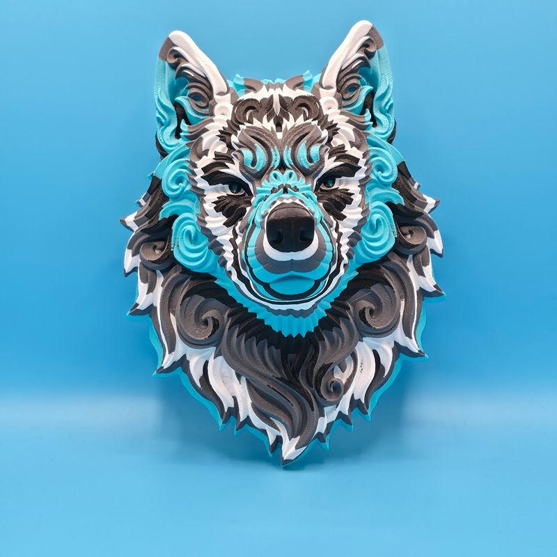 🐺✨ Wolf Wanddeko – Mehrfarbiges Relief ✨🐺