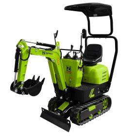 ZIPPER Minibagger ZI-MBG600S7 mit 7-teiligem Zubehörset, perfekt für Baustellen in Garten und Hof