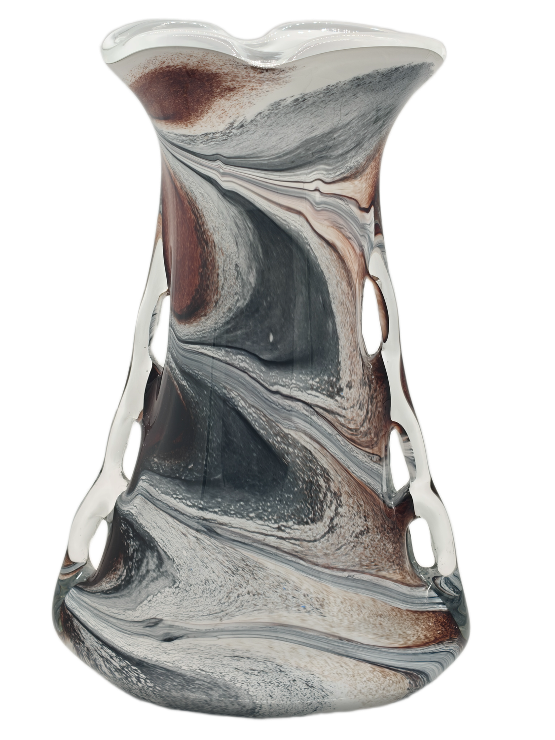 Wazon szklany artystyczny „Płetwa Rekina” ręcznie formowany – dekoracyjny wazon ze szkła