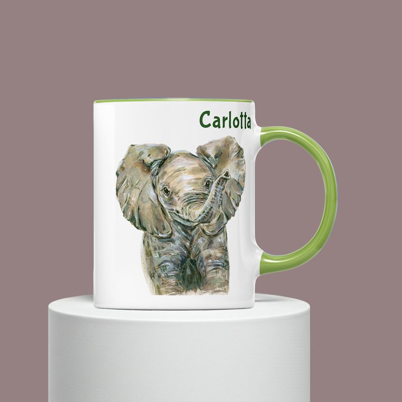 Elefant Kindertasse Personalisiert | Keramik Becher für Kinder | HANDGEMALT