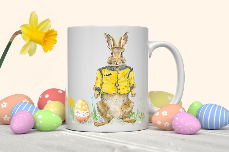 Oster Kindertasse Keramik | Becher für Kinder | Motiv Hase | Geschenk Ostern