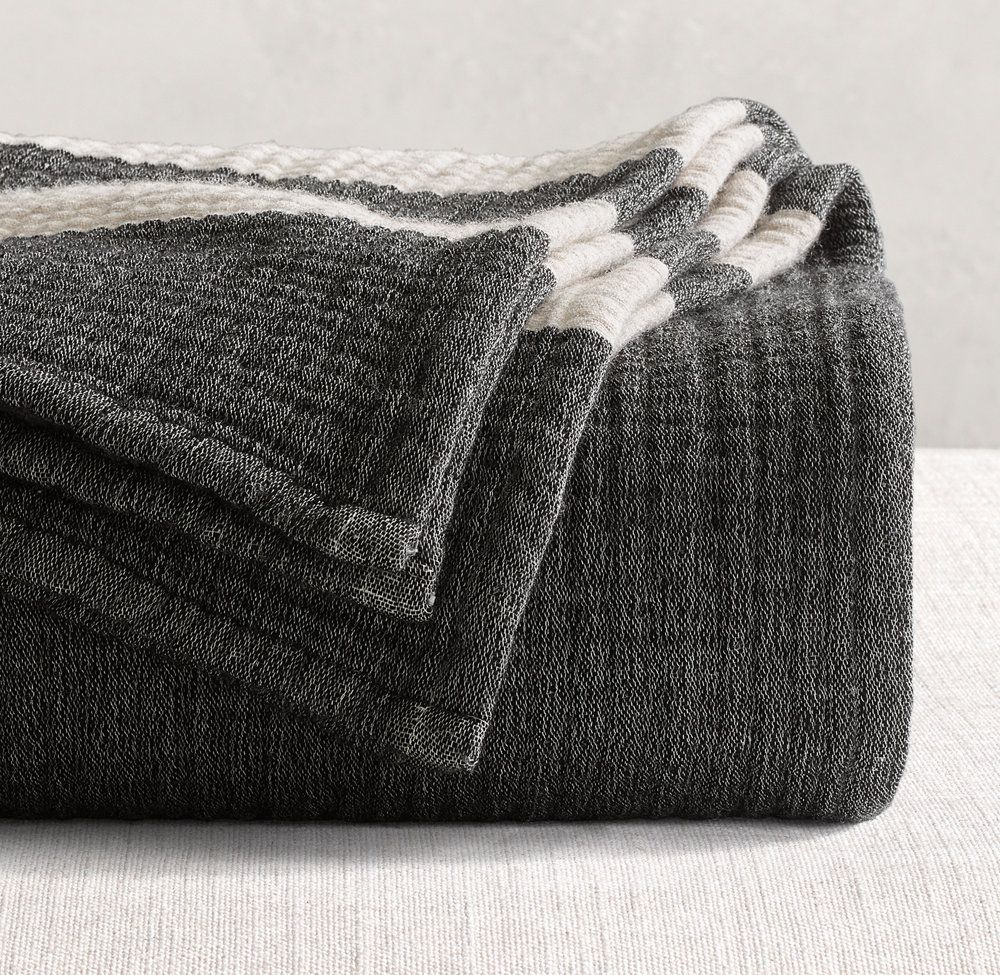 Wide-Stripe Cotton-Wool Toddler Blanket