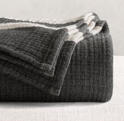 Wide-Stripe Cotton-Wool Toddler Blanket