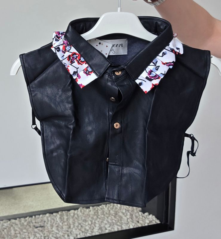 Kraagje Lexy - stoere mix van leder en bloemetjes