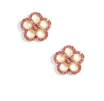 Button Cuffs - Sparkly Pink Flowers Button Cuffs - Sparkly Pink Flowers