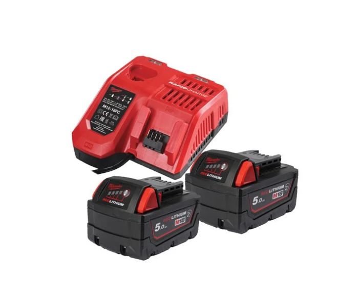MILWAUKEE KIT BATTERIE  M18 2 X 5,0 AH RESISTENTI AGLI AGENTI CHIMICI (18V) M18 NRGCR-502