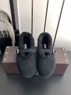 ALAÏA Shearling-trimmed Suede Mary Jane Flats ALBH01
