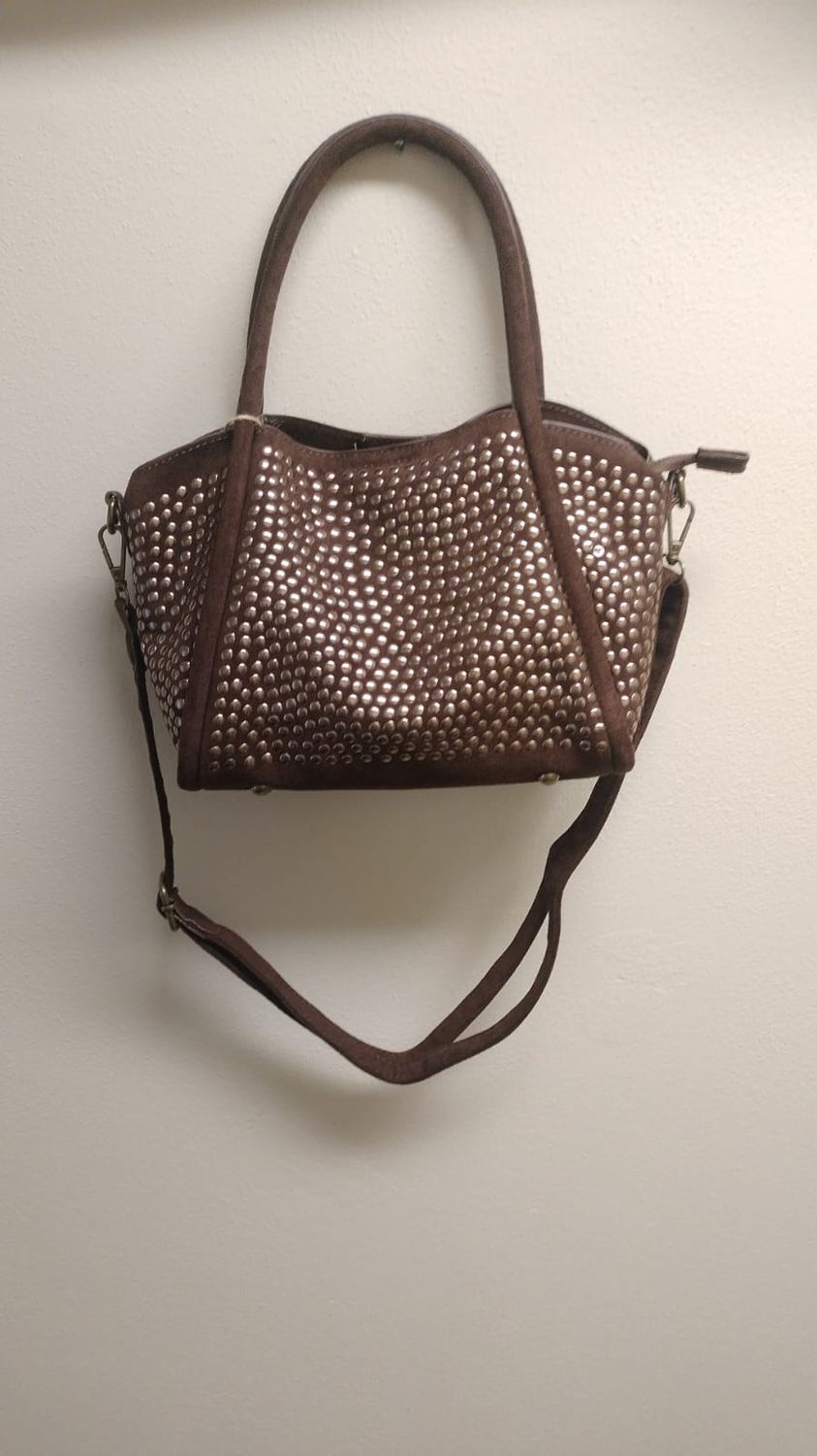 Borsa a mano borchie caffe