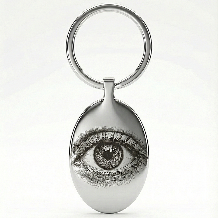 Porta-Chaves Personalizado em Aço Inoxidável - Oval 35mm
