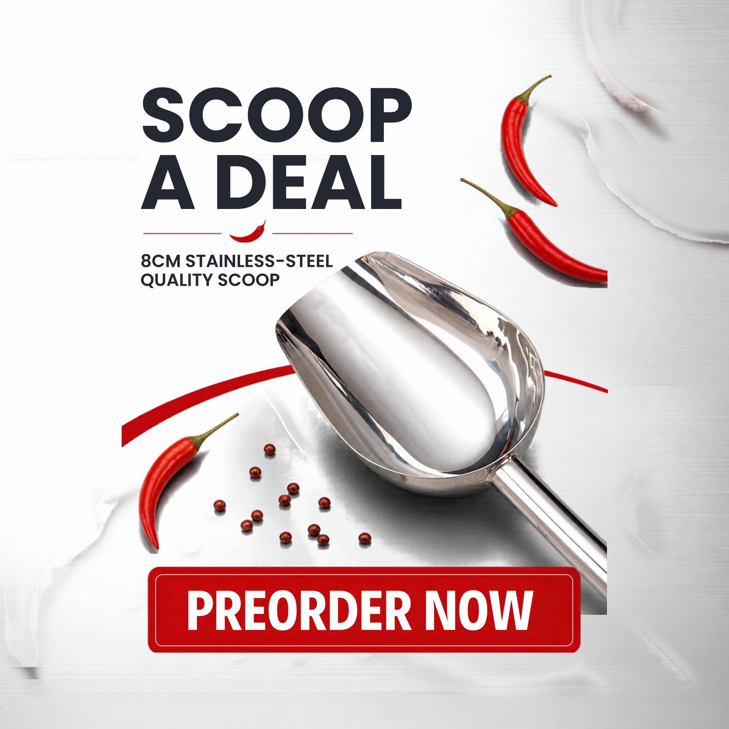 S/STEEL QUALITY SCOOP - 8CM
