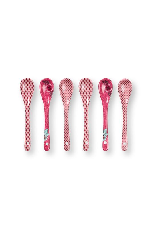 Giftset Teaspoons Oriental Flower Festival Dark Pink 13cm