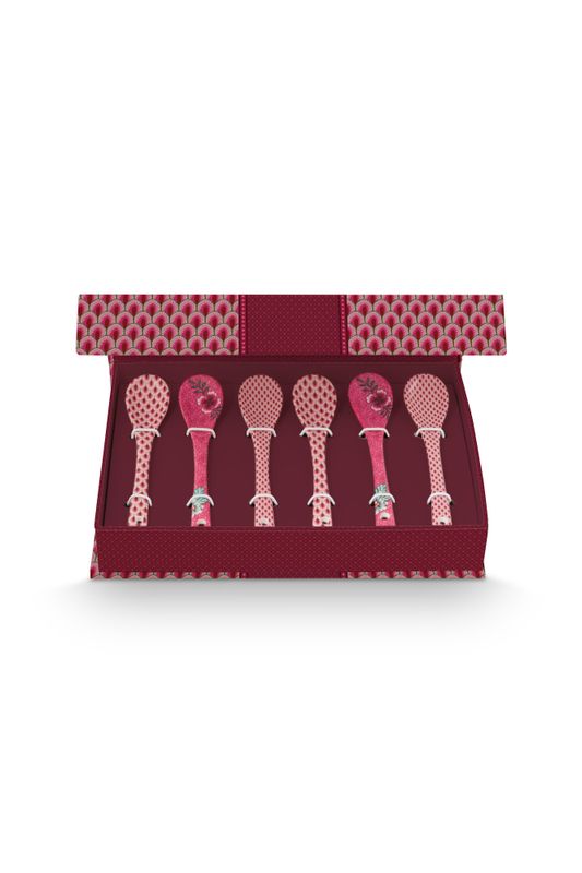 Giftset Teaspoons Oriental Flower Festival Dark Pink 13cm