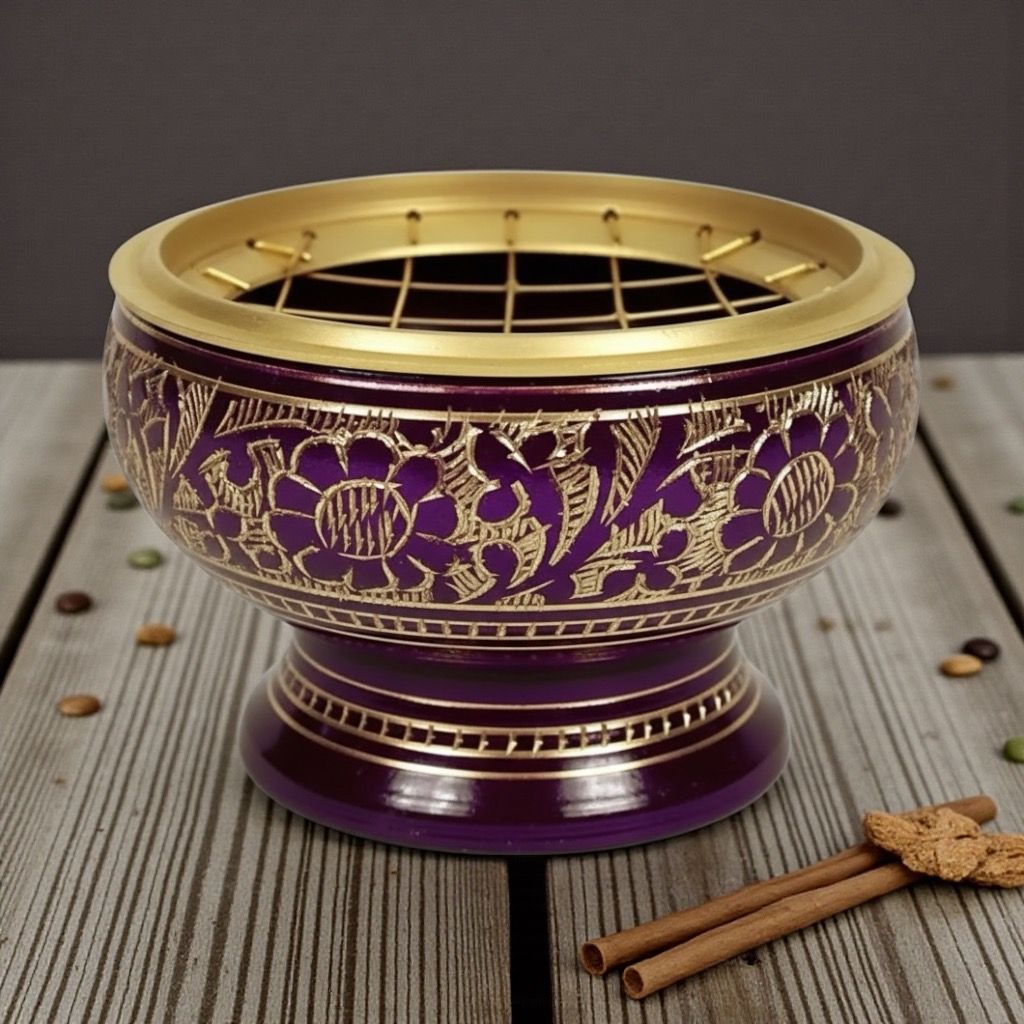 ​BRUCIA INCENSI PER CARBONCINI IN OTTONE  PORPORA