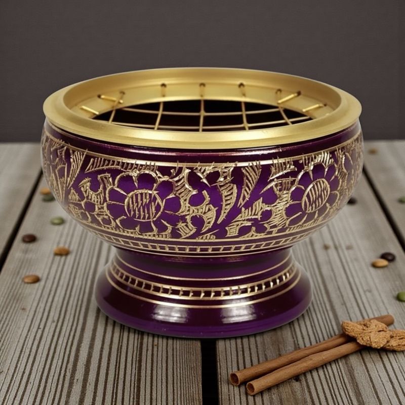 ​BRUCIA INCENSI PER CARBONCINI IN OTTONE  PORPORA