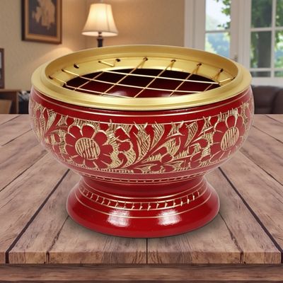 ​BRUCIA INCENSI PER CARBONCINI IN OTTONE  ROSSO